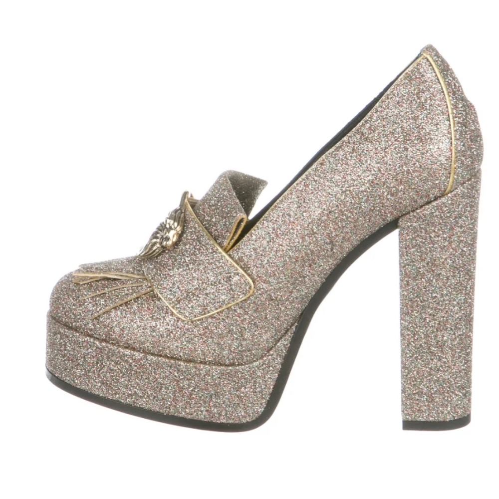 NEW Roberto Cavalli glitter chunky loafers sz 7.5 - Picture 2 of 5